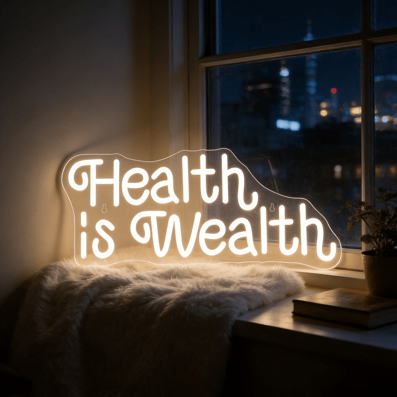 Health Wellness Yoga - لافتة نيون LED بعبارة 